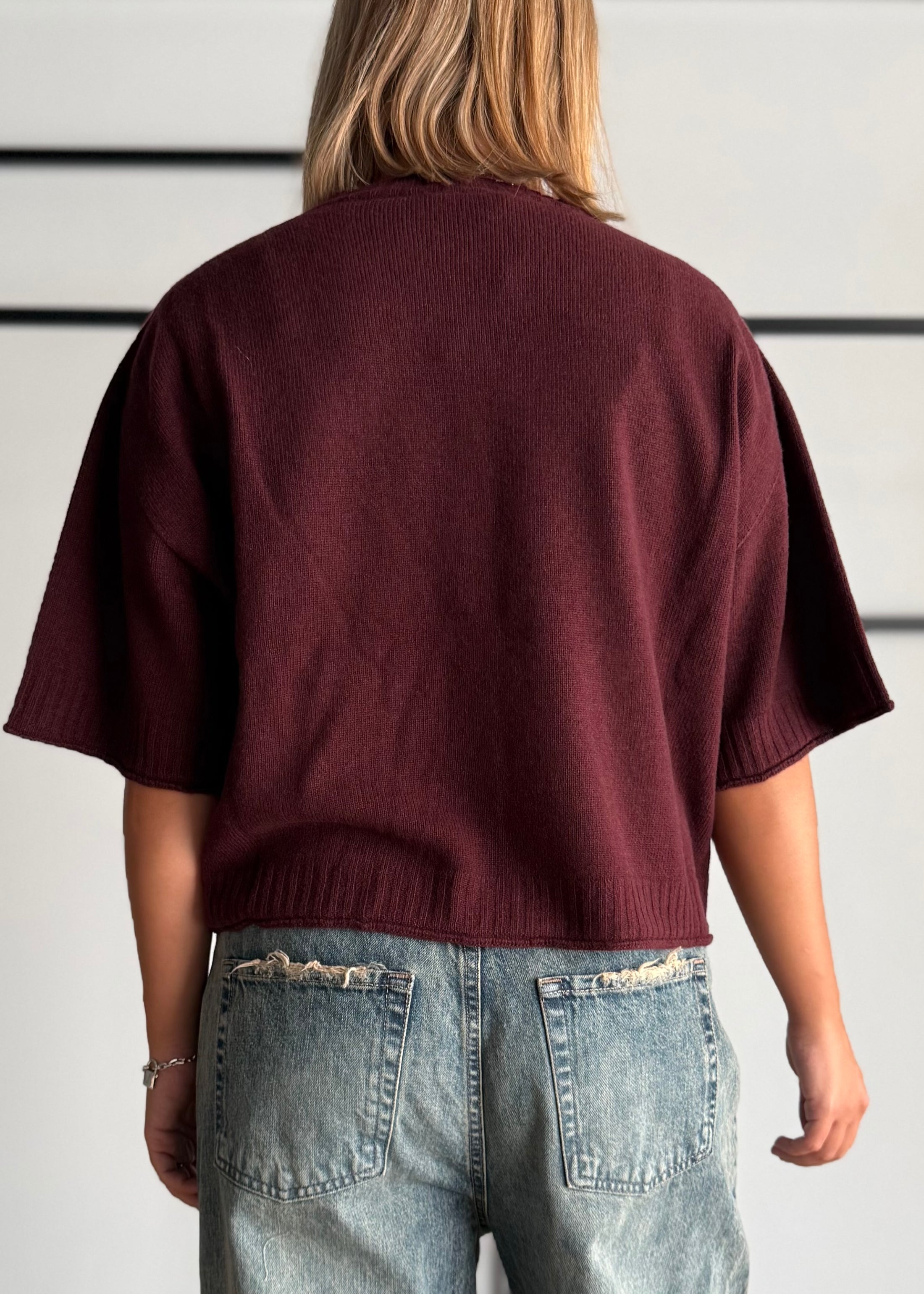 Cardigan over manica corta Marsala - KONTATTO