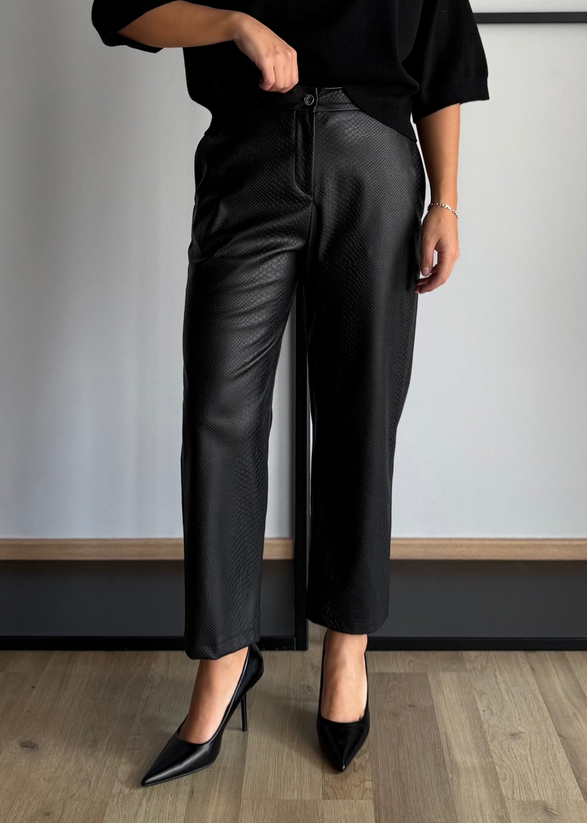 Pantalone nero effetto pitone - ZAHJR