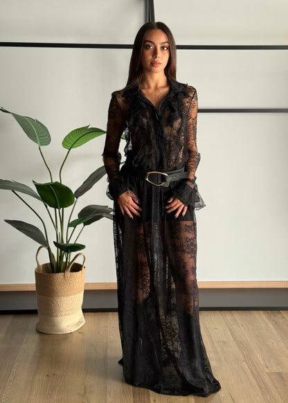 Camicia in pizzo con volant -KONTATTO