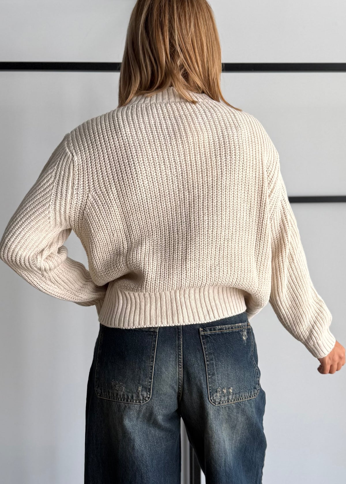 Maglia trecce latte girocollo - ZAHJR