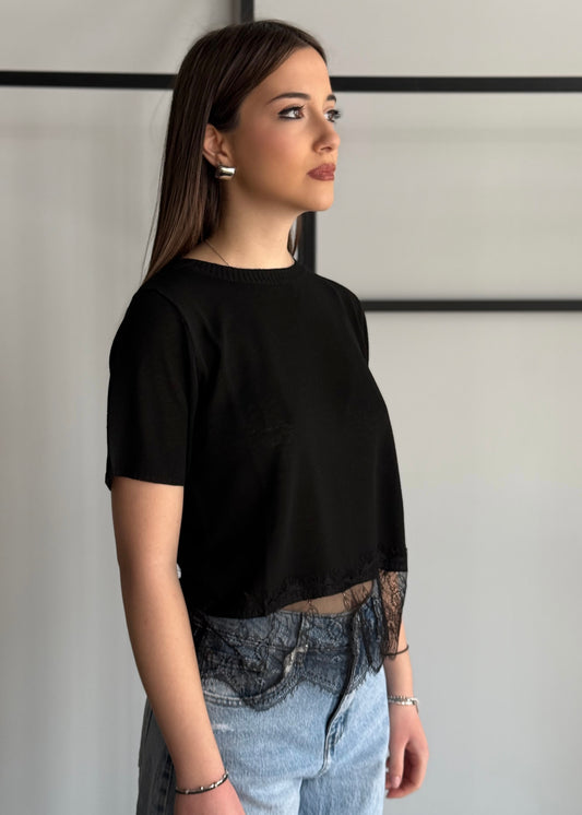 Maglia KONTATTO con fondo in pizzo nero