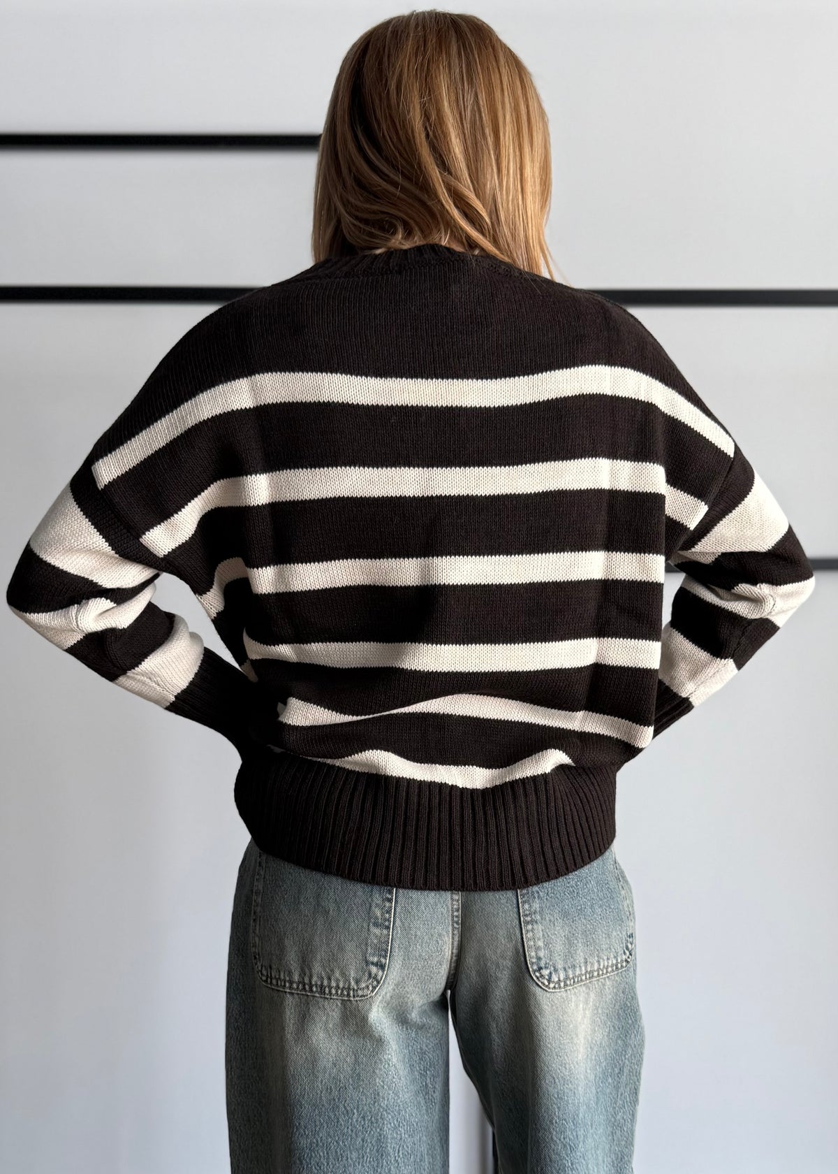 Maglia over a righe moro - ZAHJR