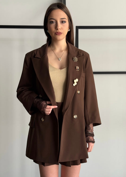 Blazer doppiopetto ZAHJR con maniche in pizzo