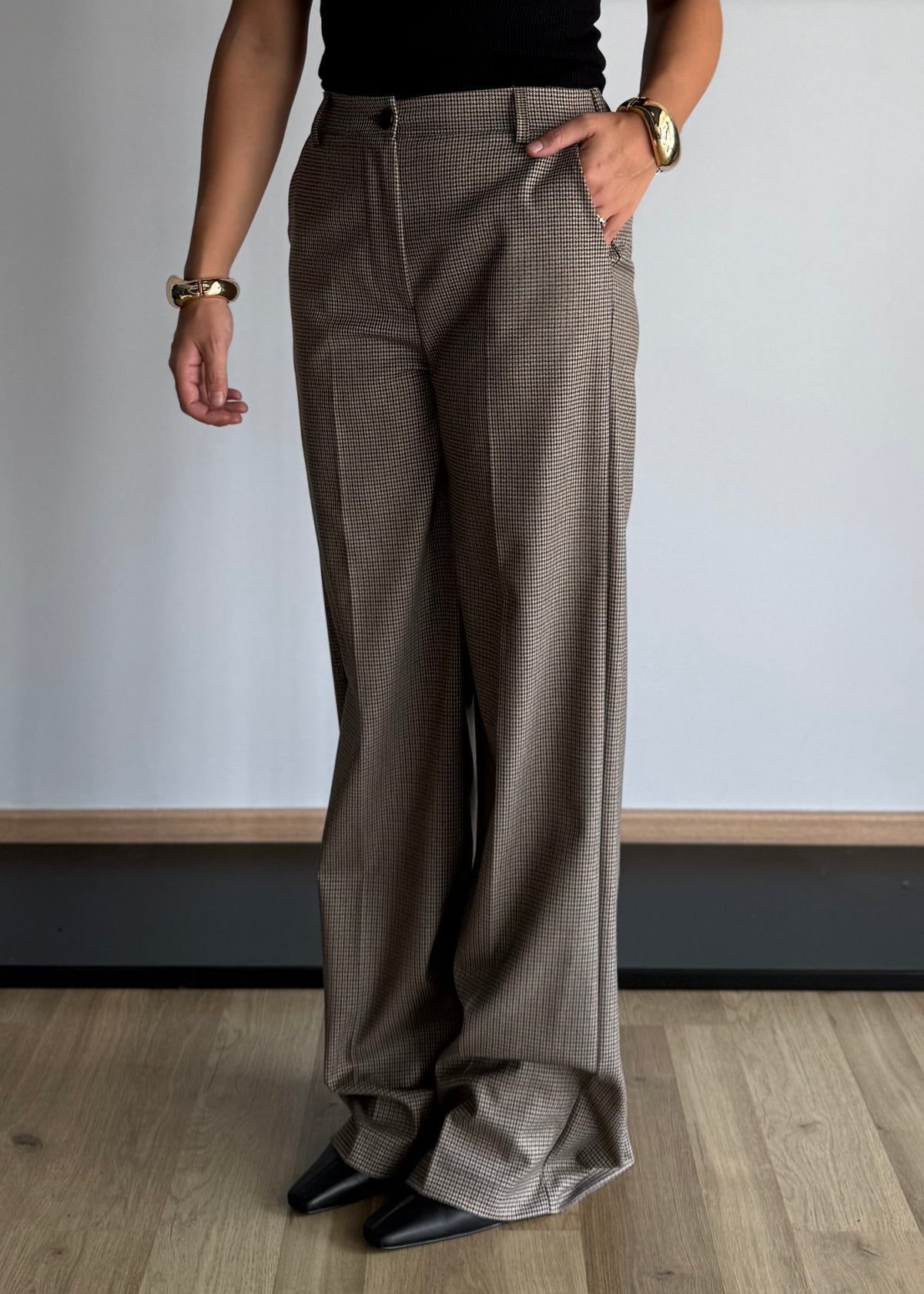 Pantalone palazzo in micro check - ZAHJR
