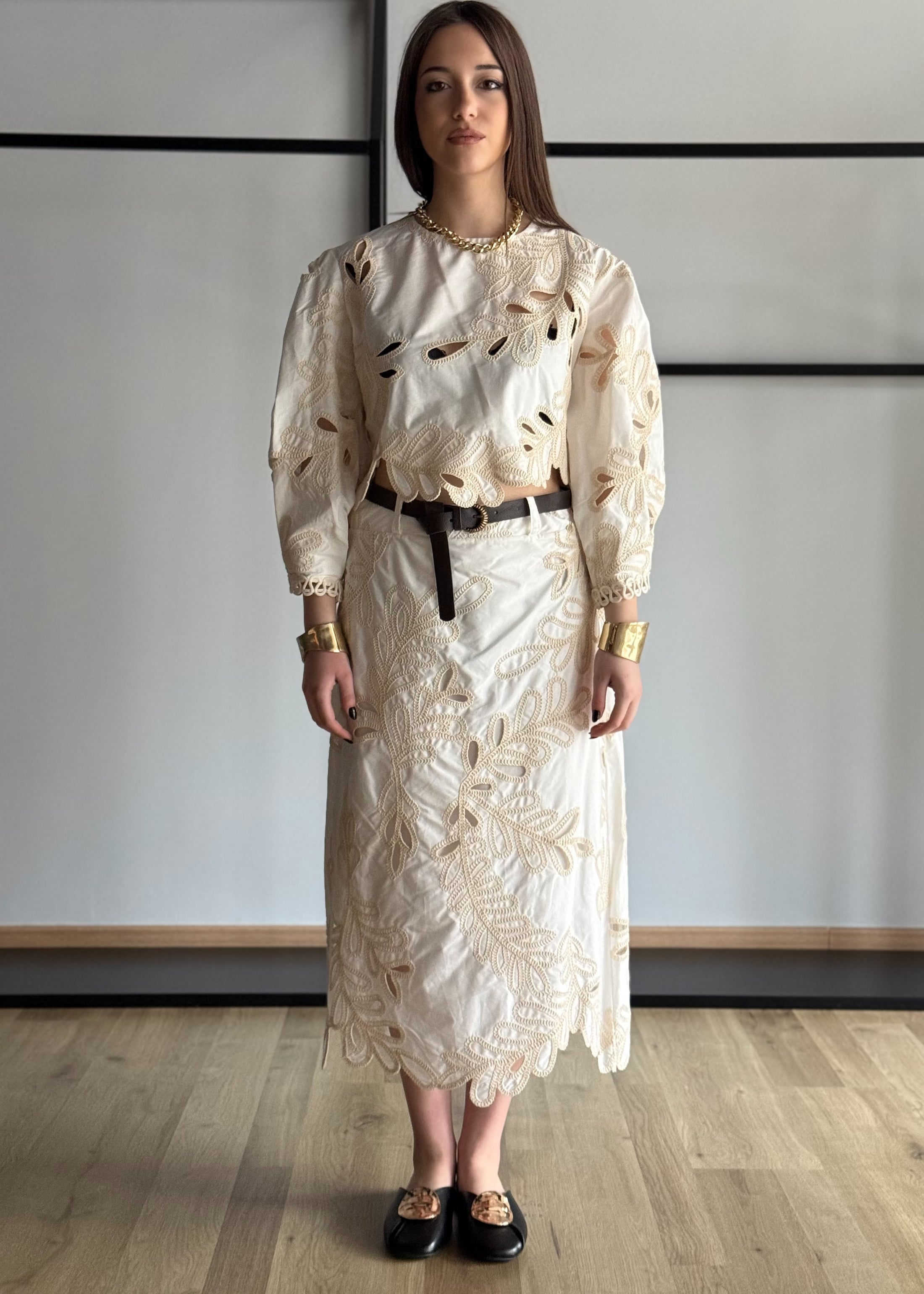 Camicia cropped PHILIALOFT ricamata