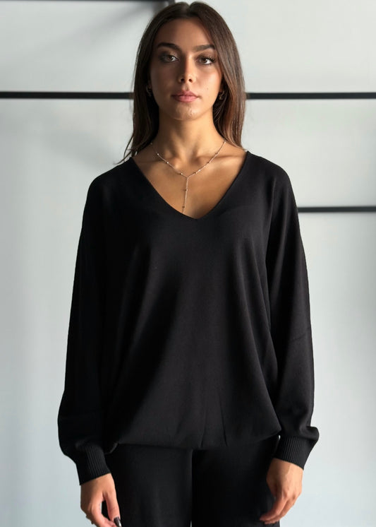 Maglia in viscosa scollo a V -KONTATTO