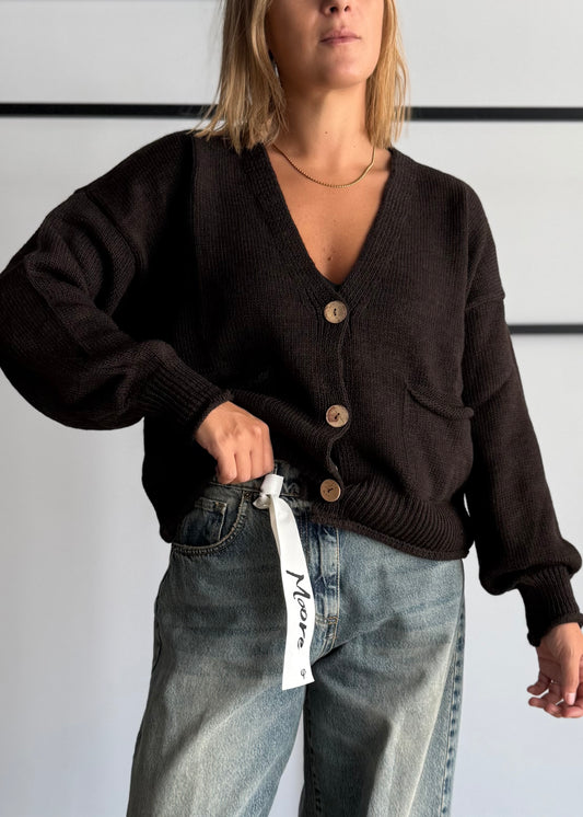 Cardigan over moro con tasche - ZAHJR