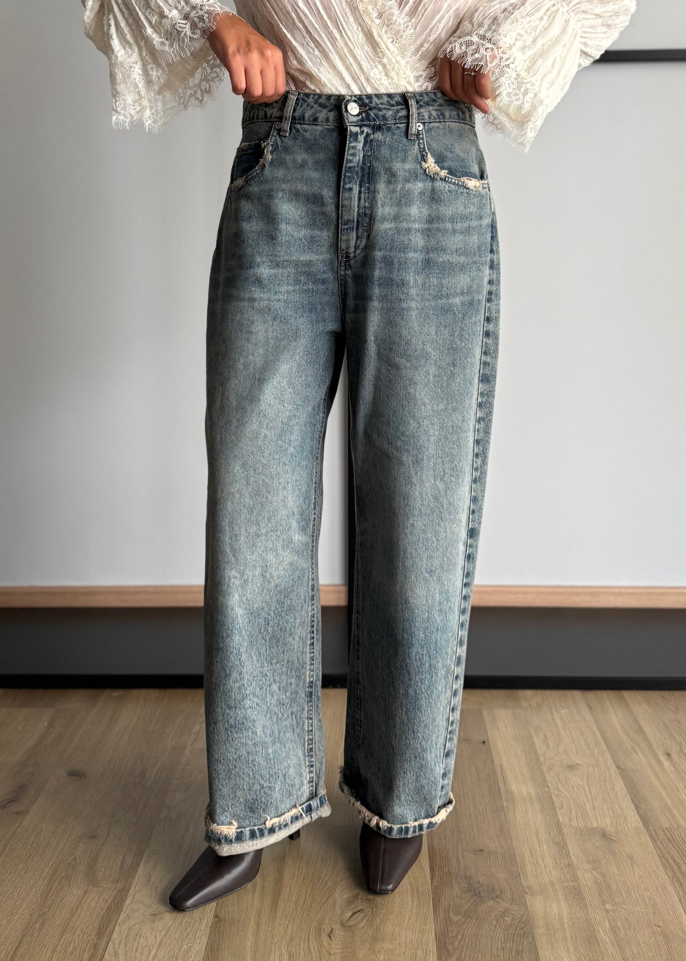 Jeans wide leg con dettagli sfrangiati - PHILIALOFT