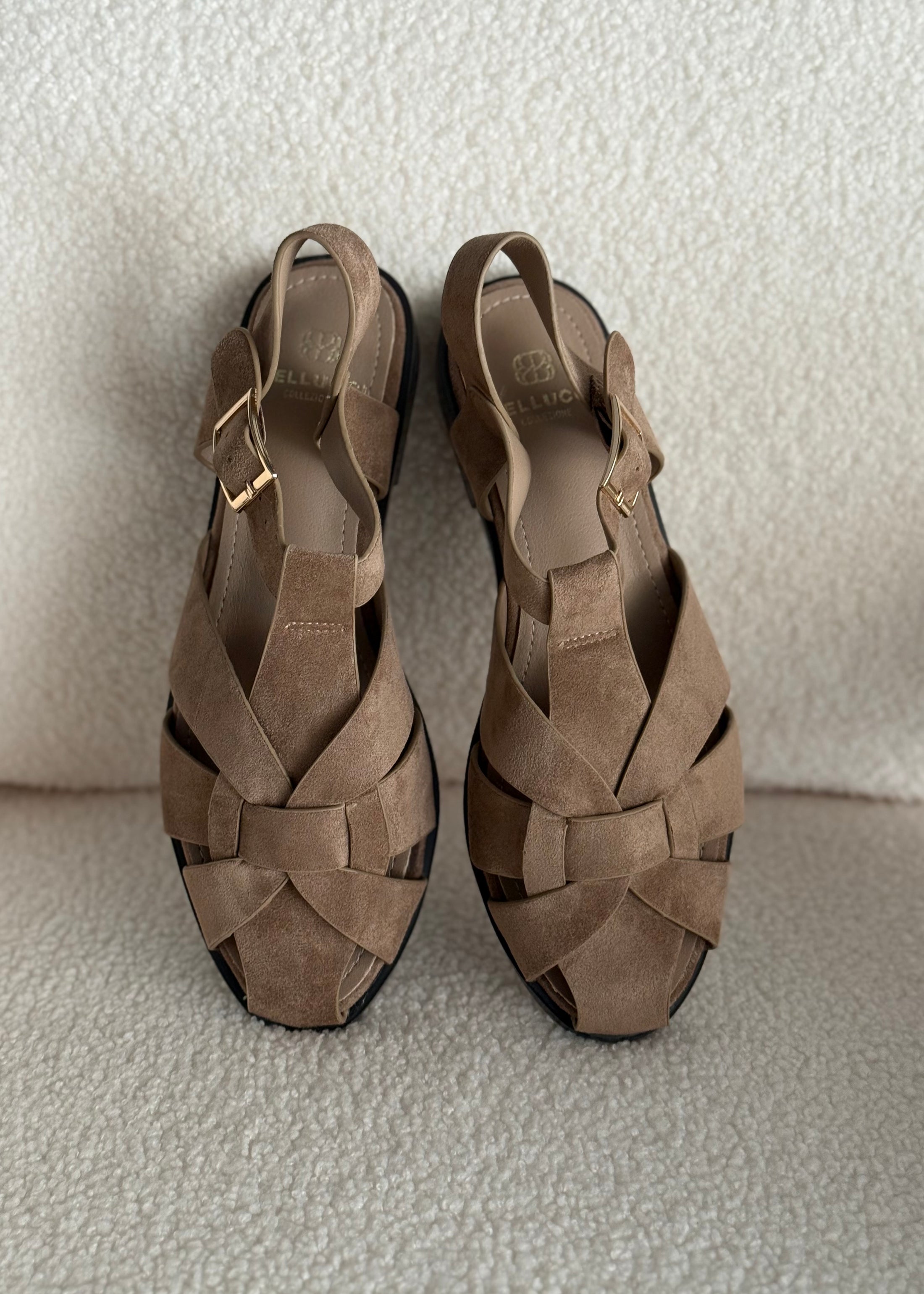 Sandali flat THEVICE intrecciati taupe