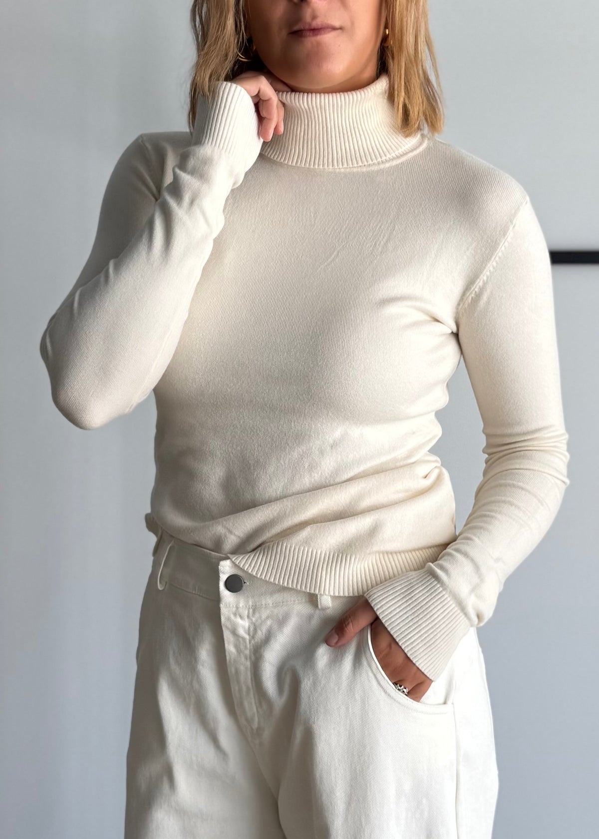 Dolcevita in maglia latte - ZAHJR