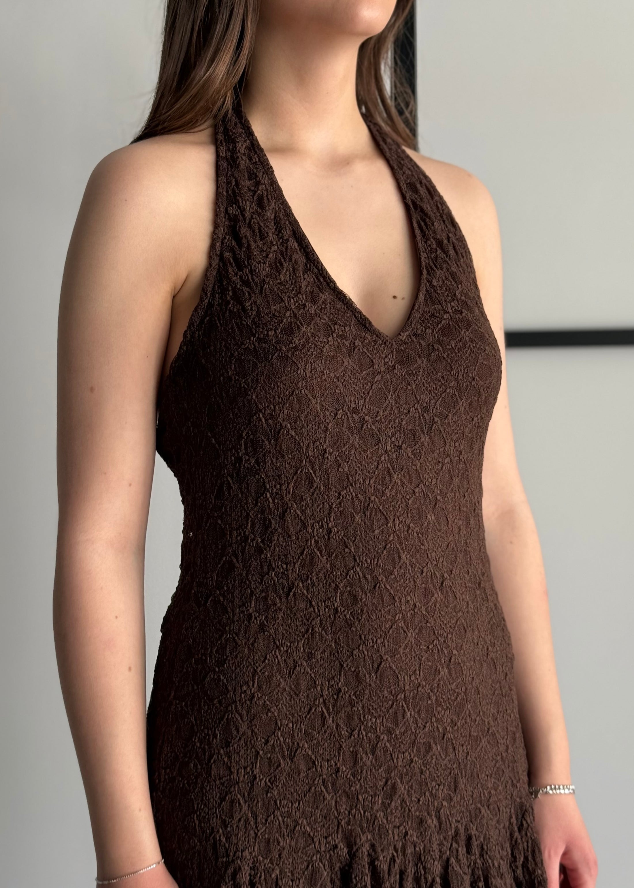 Abito halter in pizzo moro