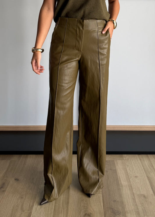 Pantalone wide leg effetto pelle olio - ZAHJR