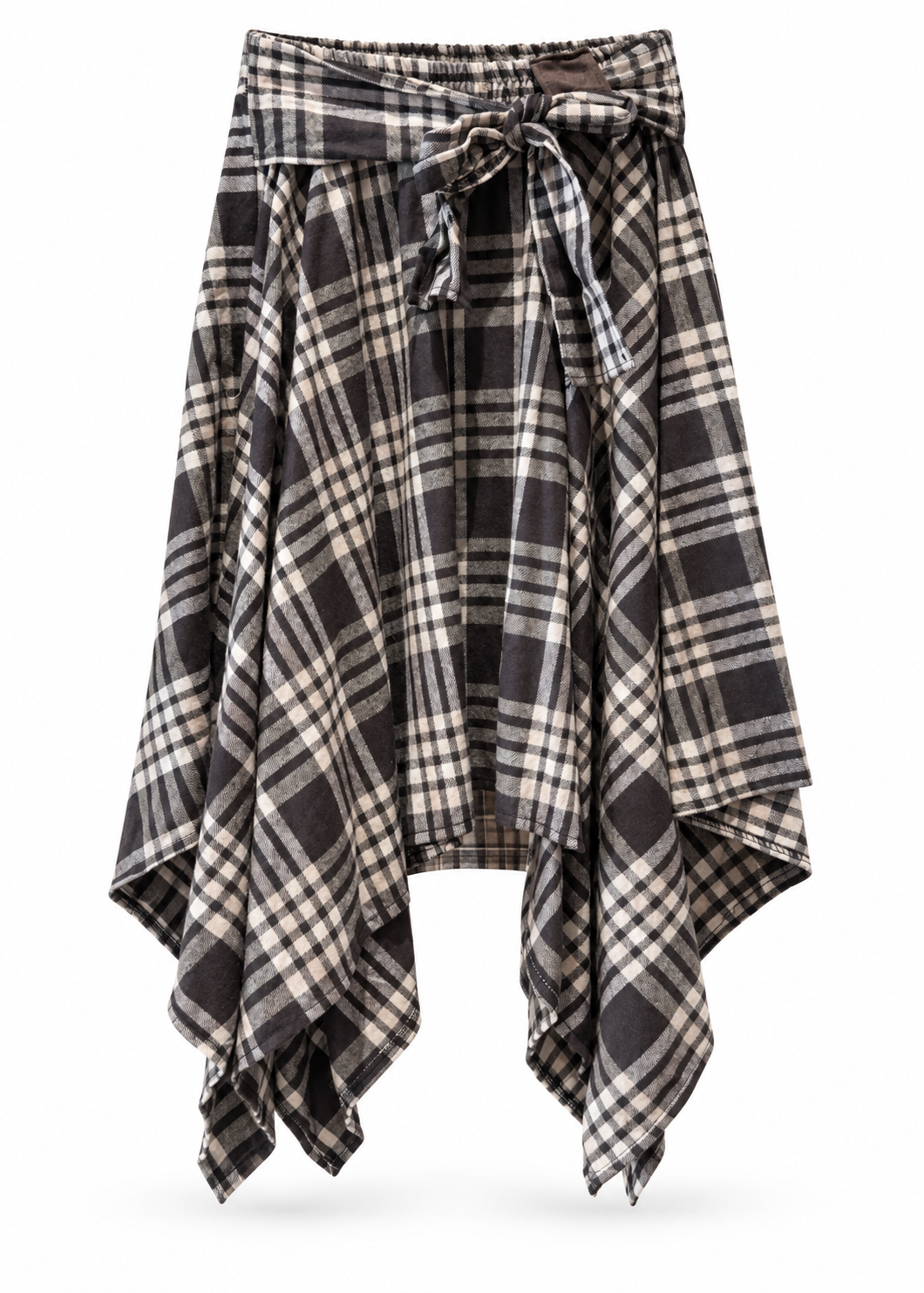 PREORDINE - Gonna tartan asimmetrica con fiocco