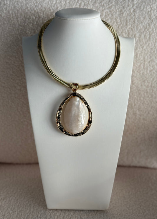 Collana girocollo oro con ciondolo pietra