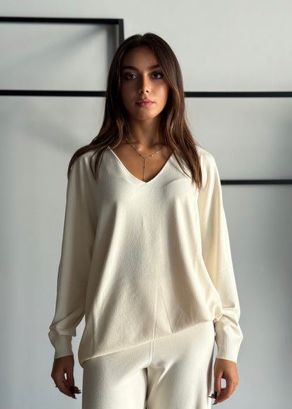 Maglia in viscosa scollo a V-KONTATTO