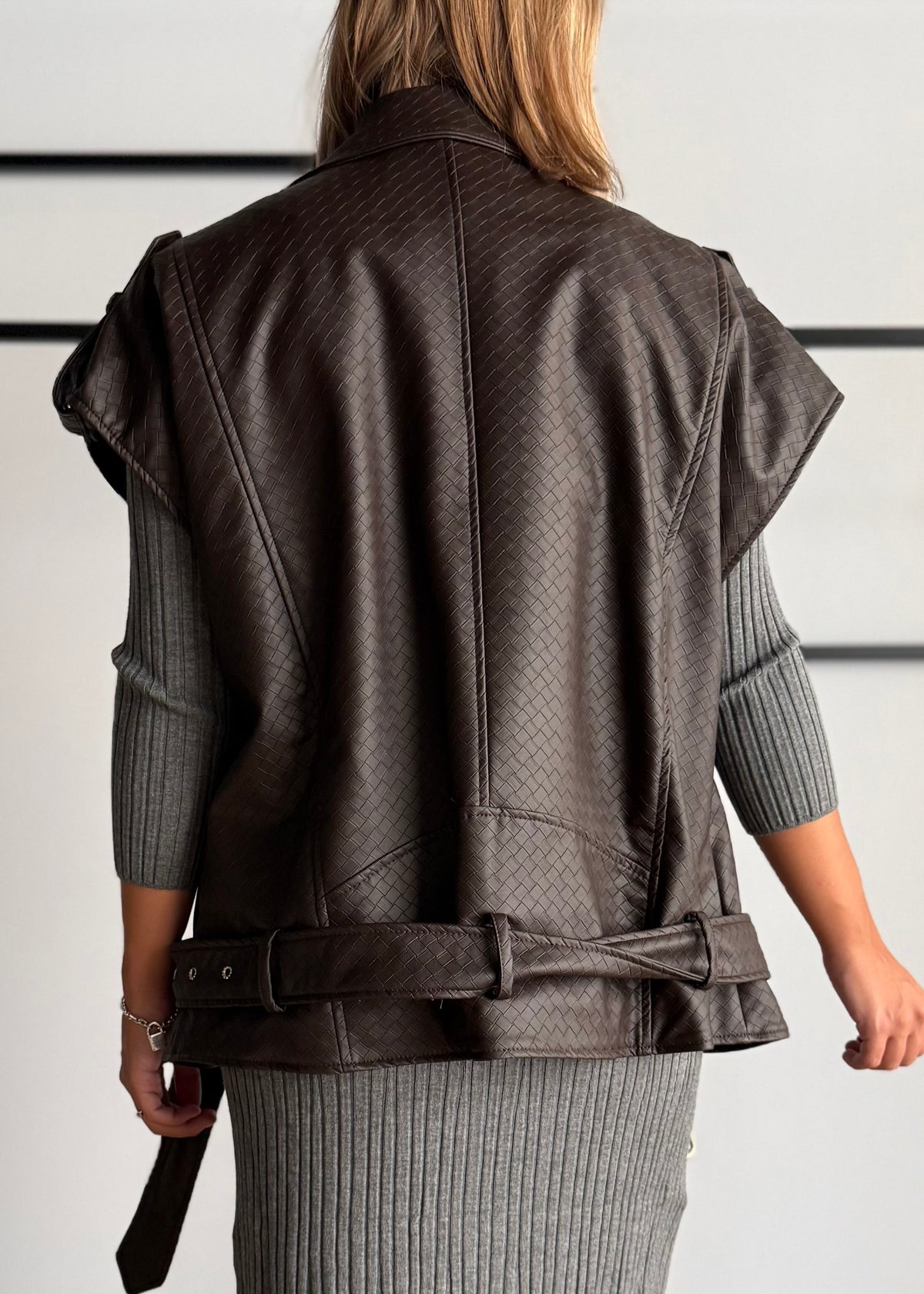 Gilet biker moro effetto pelle intrecciata - ZAHJR