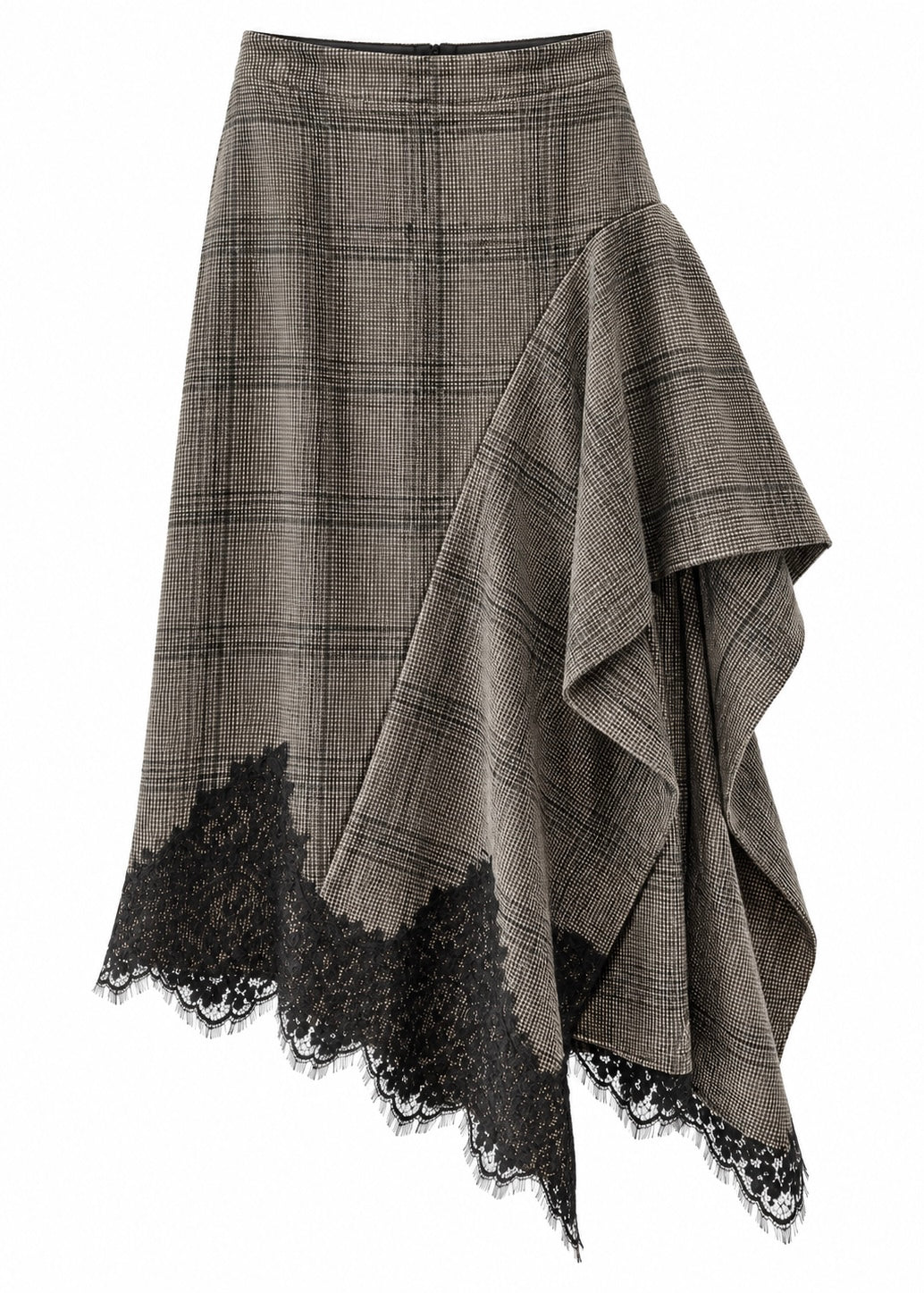 Gonna asimmetrica check con pizzo - PHILIALOFT