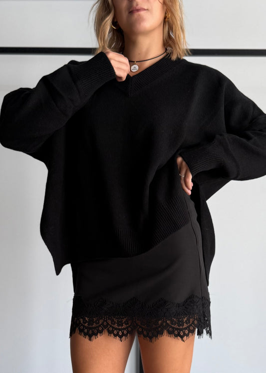 Maglia over scollo V 100% lana - ZAHJR