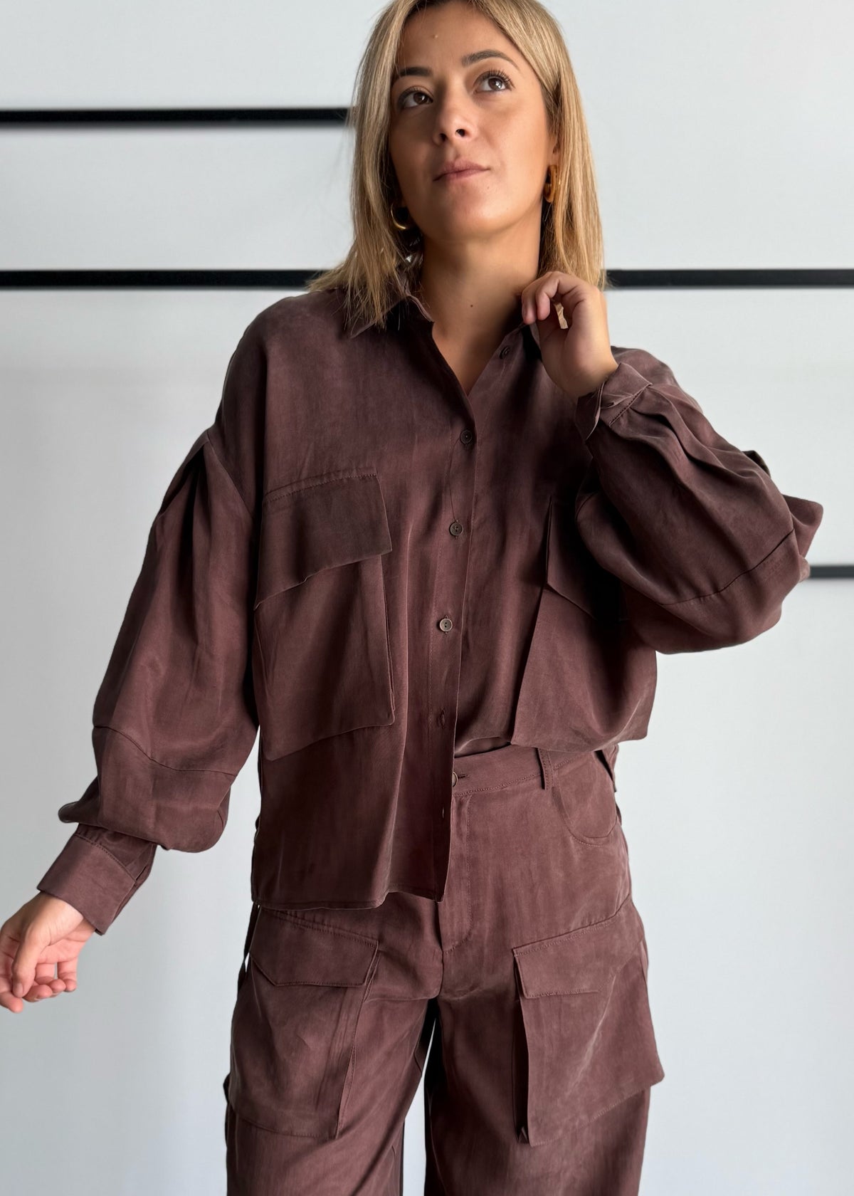 Camicia utility con coulisse moro - ZAHJR