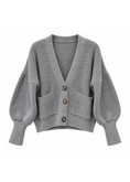 Carica l'immagine nel visualizzatore della galleria, Cardigan chunky grigio con tasche - ZAHJR
