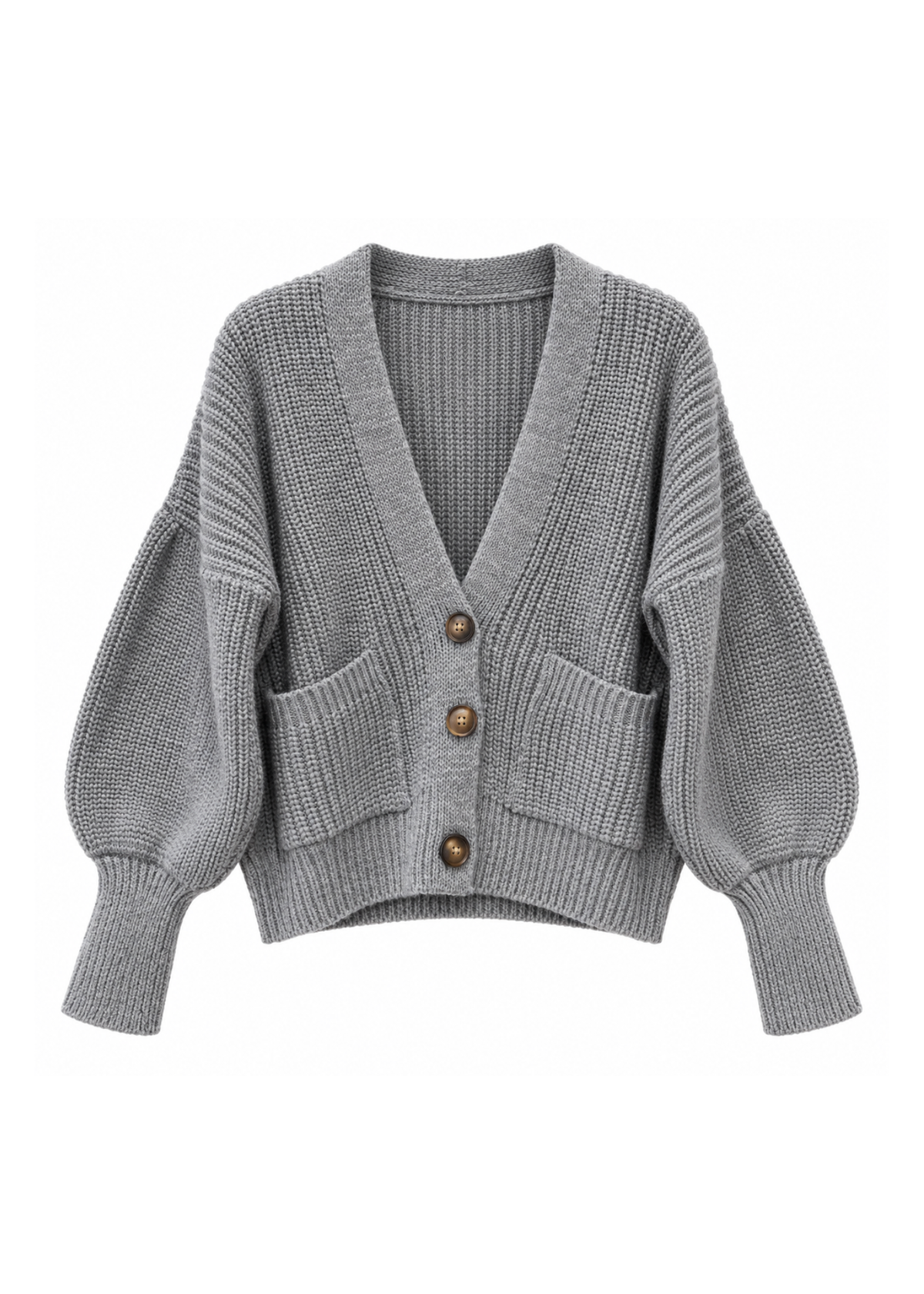 Cardigan chunky grigio con tasche - ZAHJR