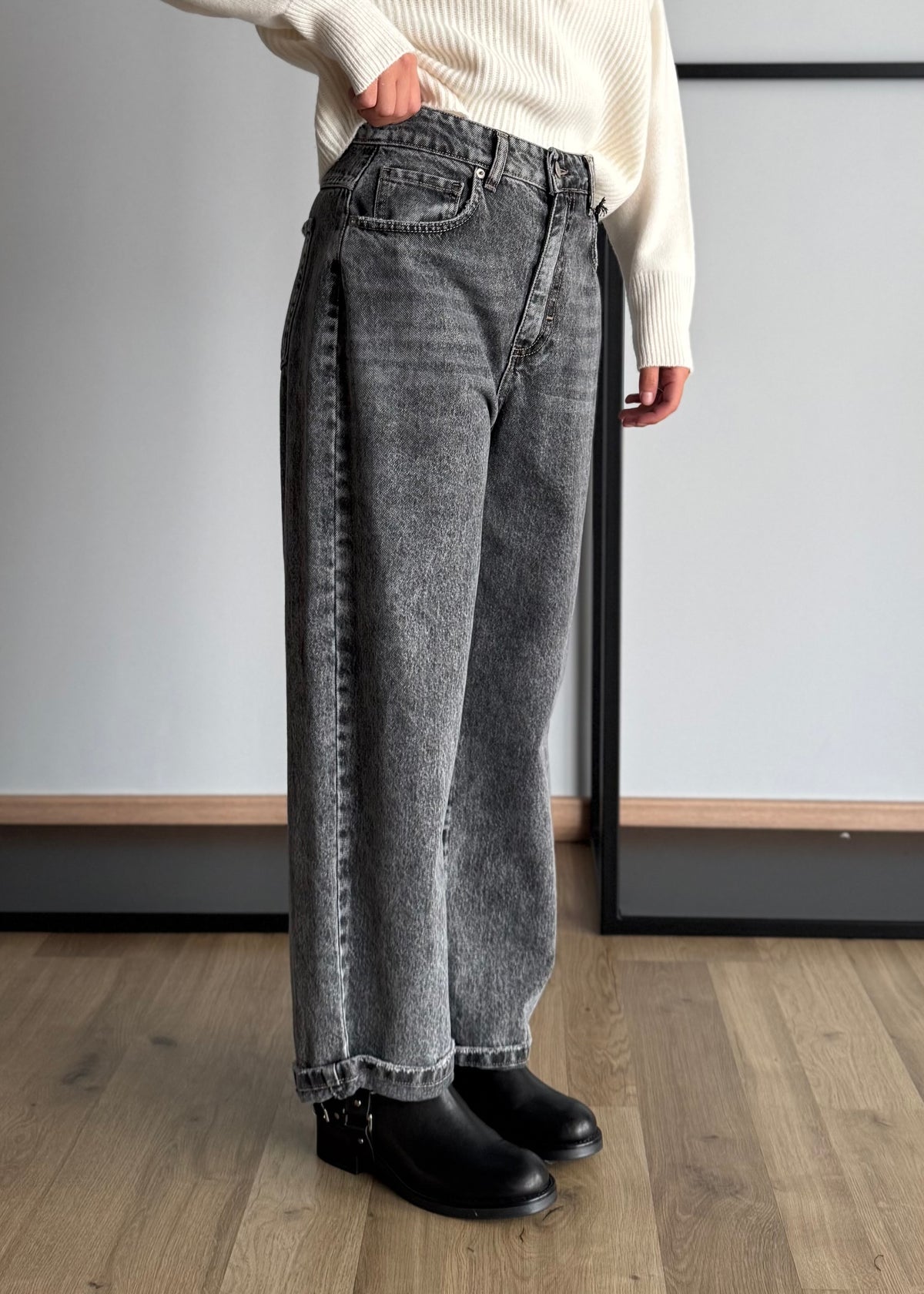 Jeans wide leg grigio washed - PHILIALOFT