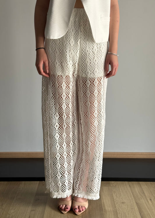 Pantalone  ZAHJR crochet panna