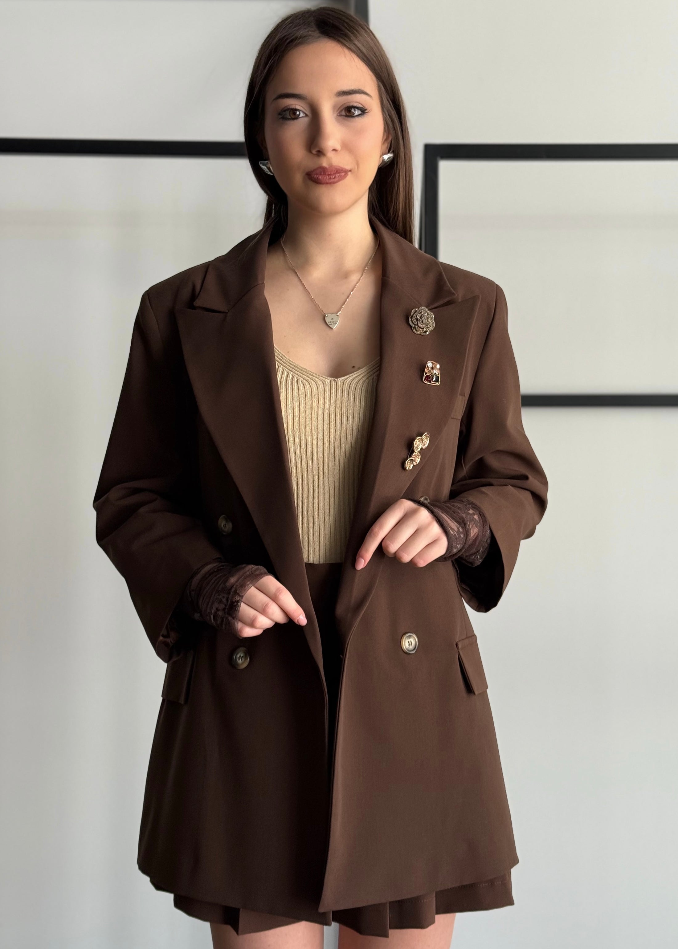 Blazer doppiopetto ZAHJR con maniche in pizzo