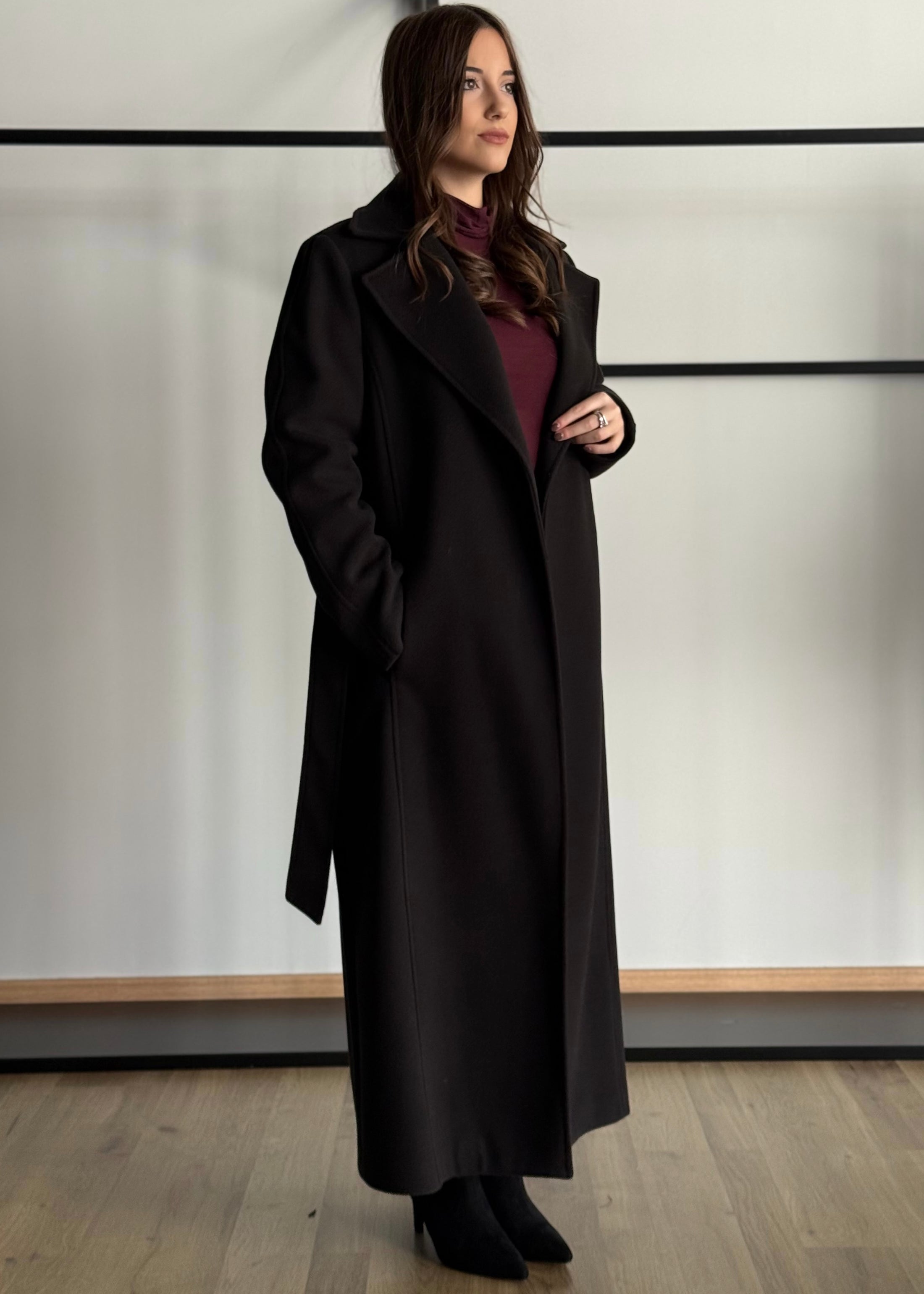 Cappotto lungo ZAHJR con cintura
