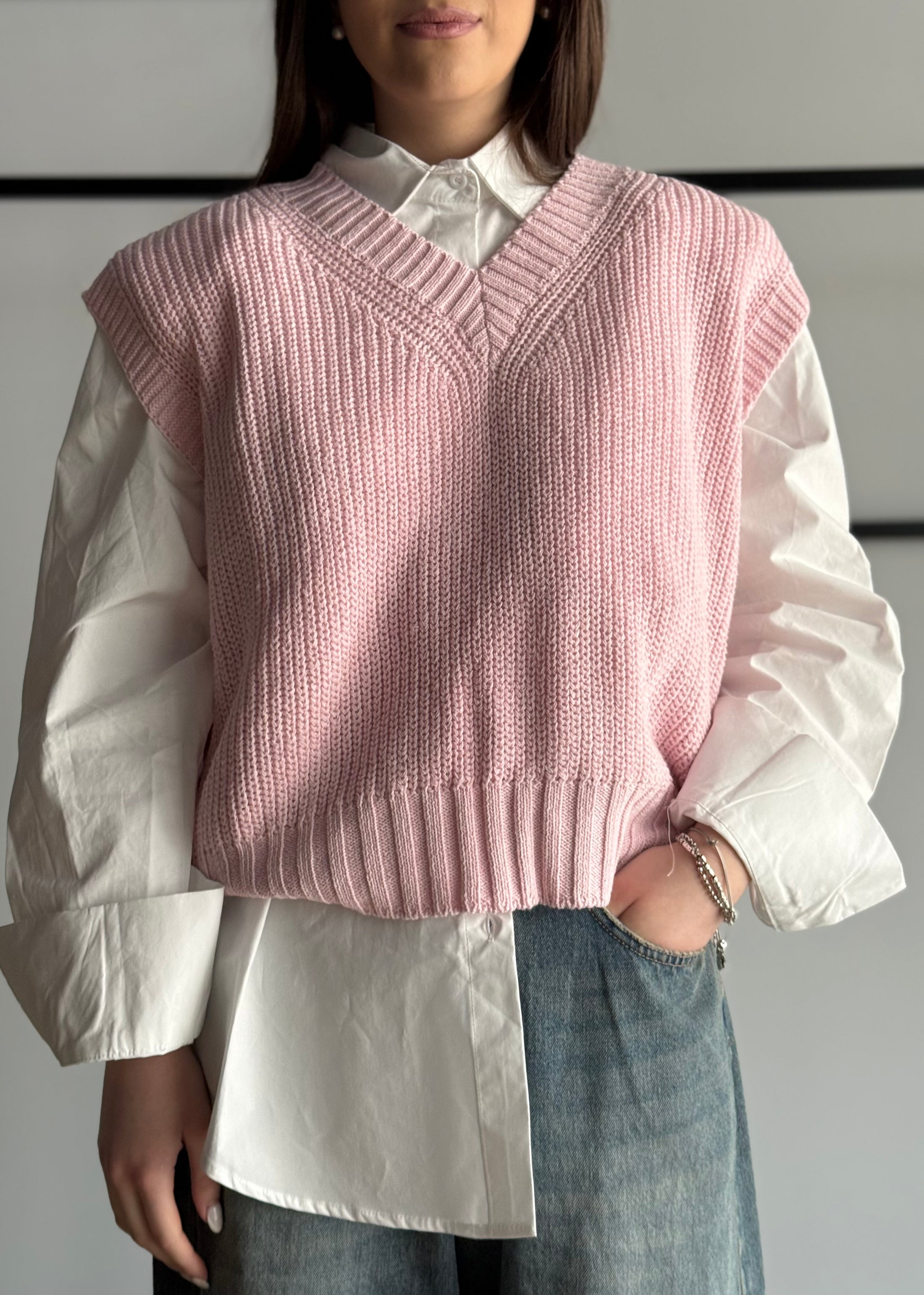 Gilet ZAHJR in maglia rosa
