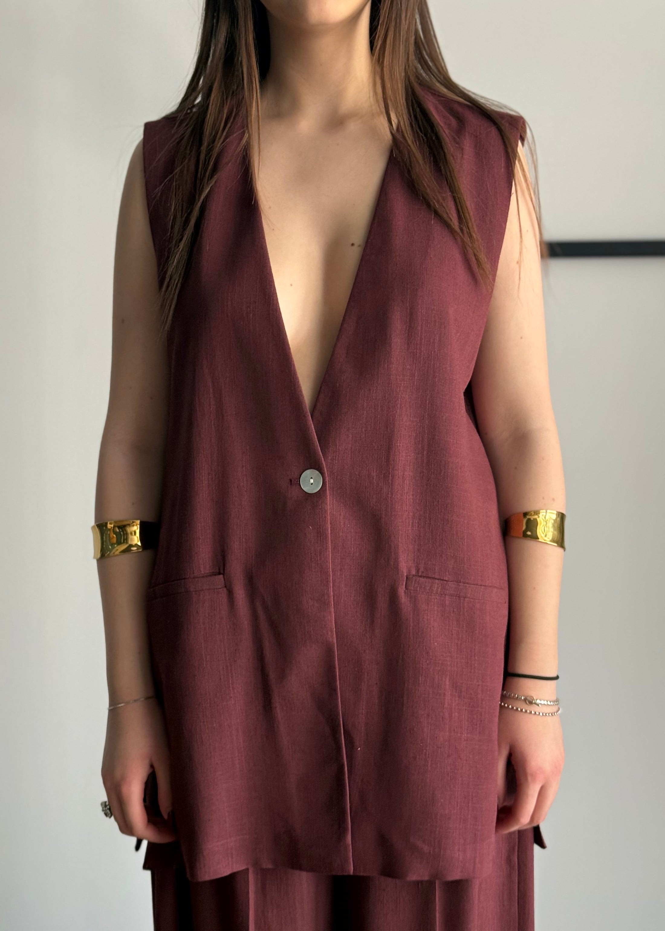 Gilet lungo India con bottone