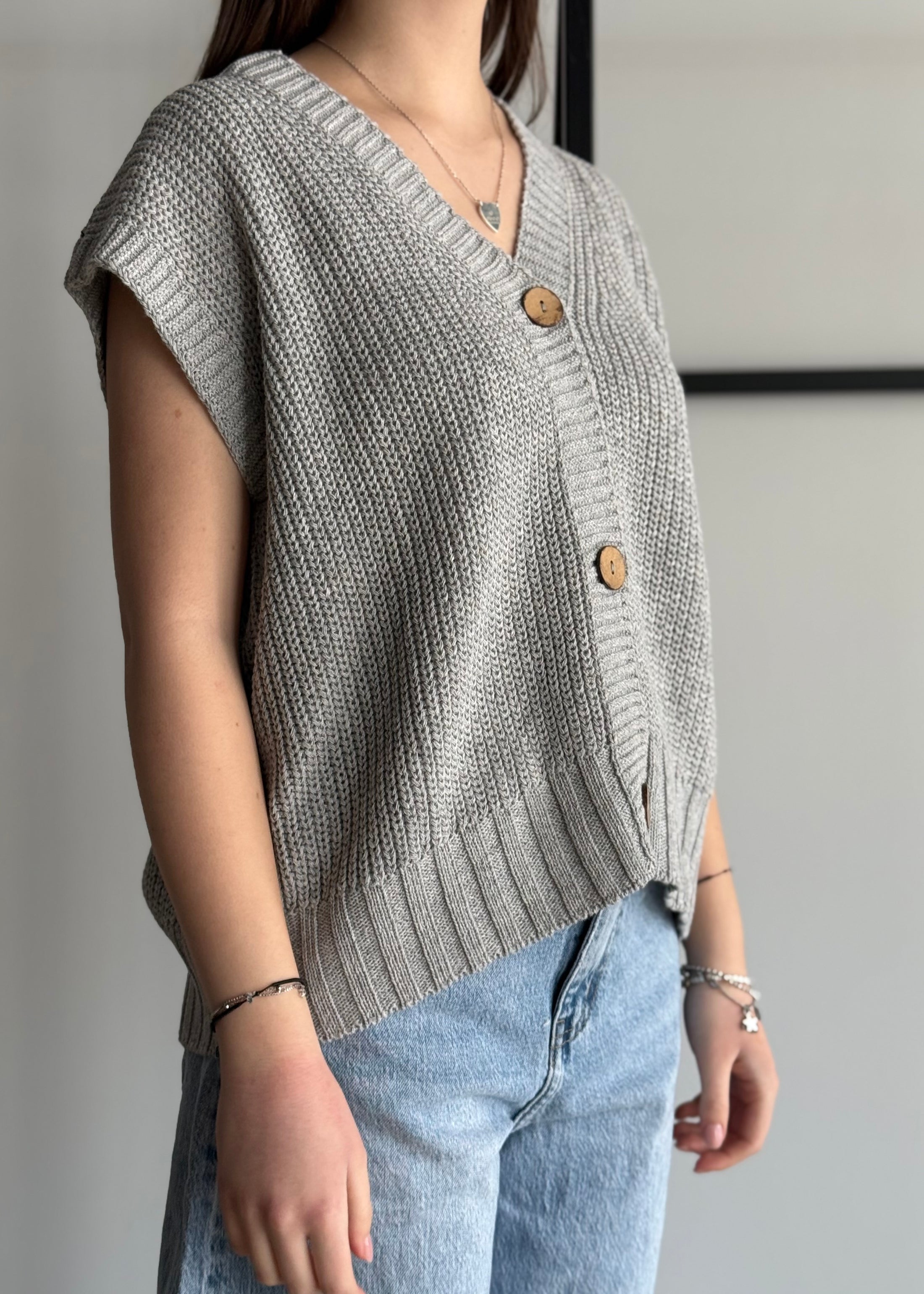 Gilet ZAHJR in maglia con bottoni perla