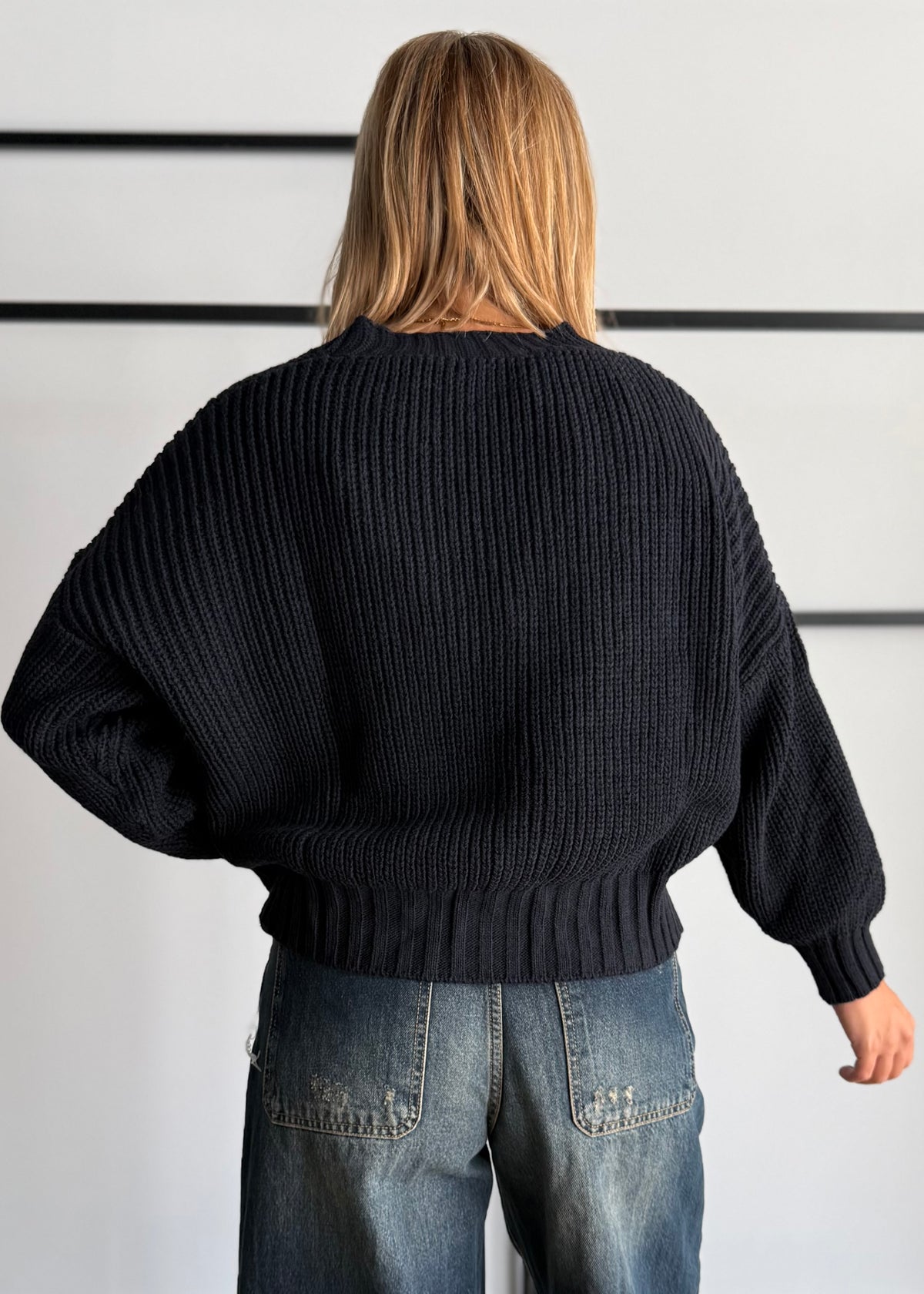 Cardigan chunky blu con bottoni - ZAHJR