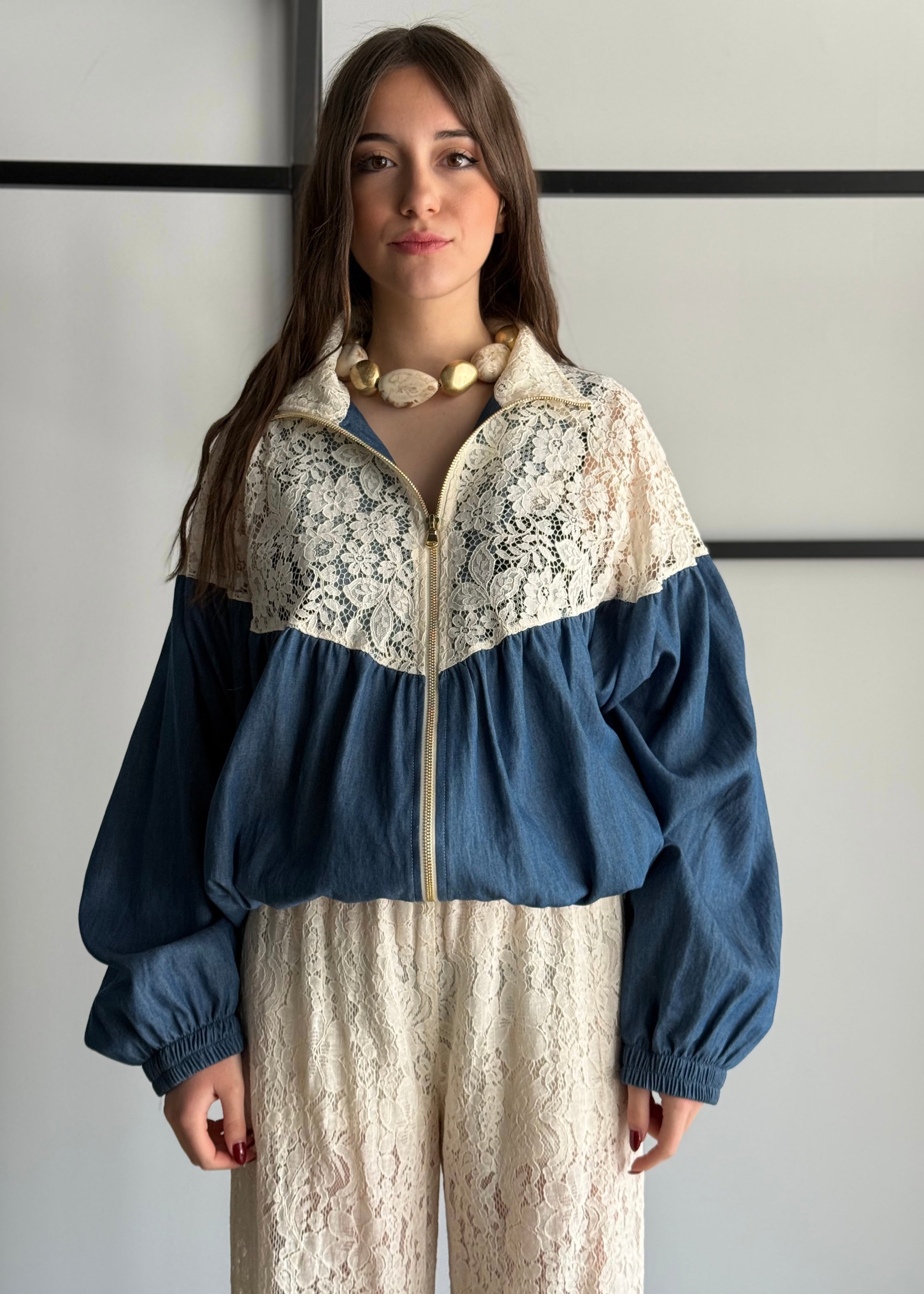 Giacca denim KIKISIX con pizzo