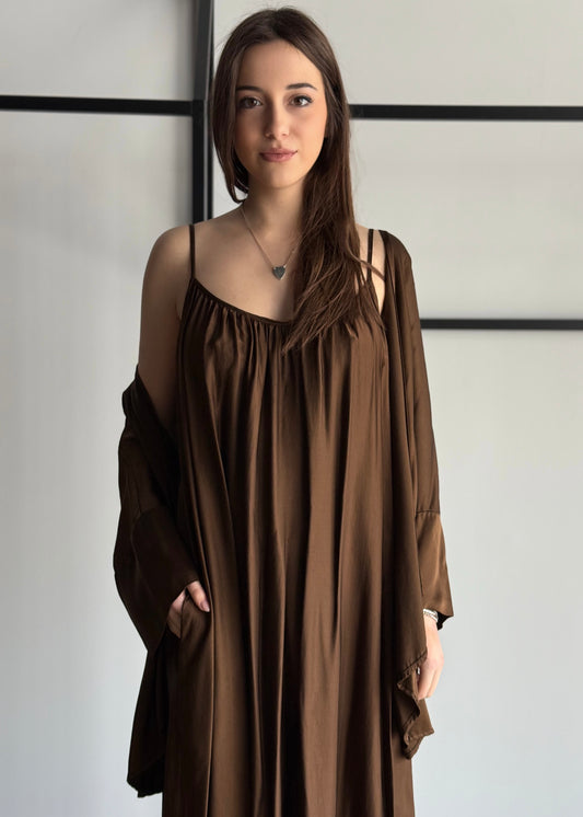 Abito lungo ZAHJR in satin moro