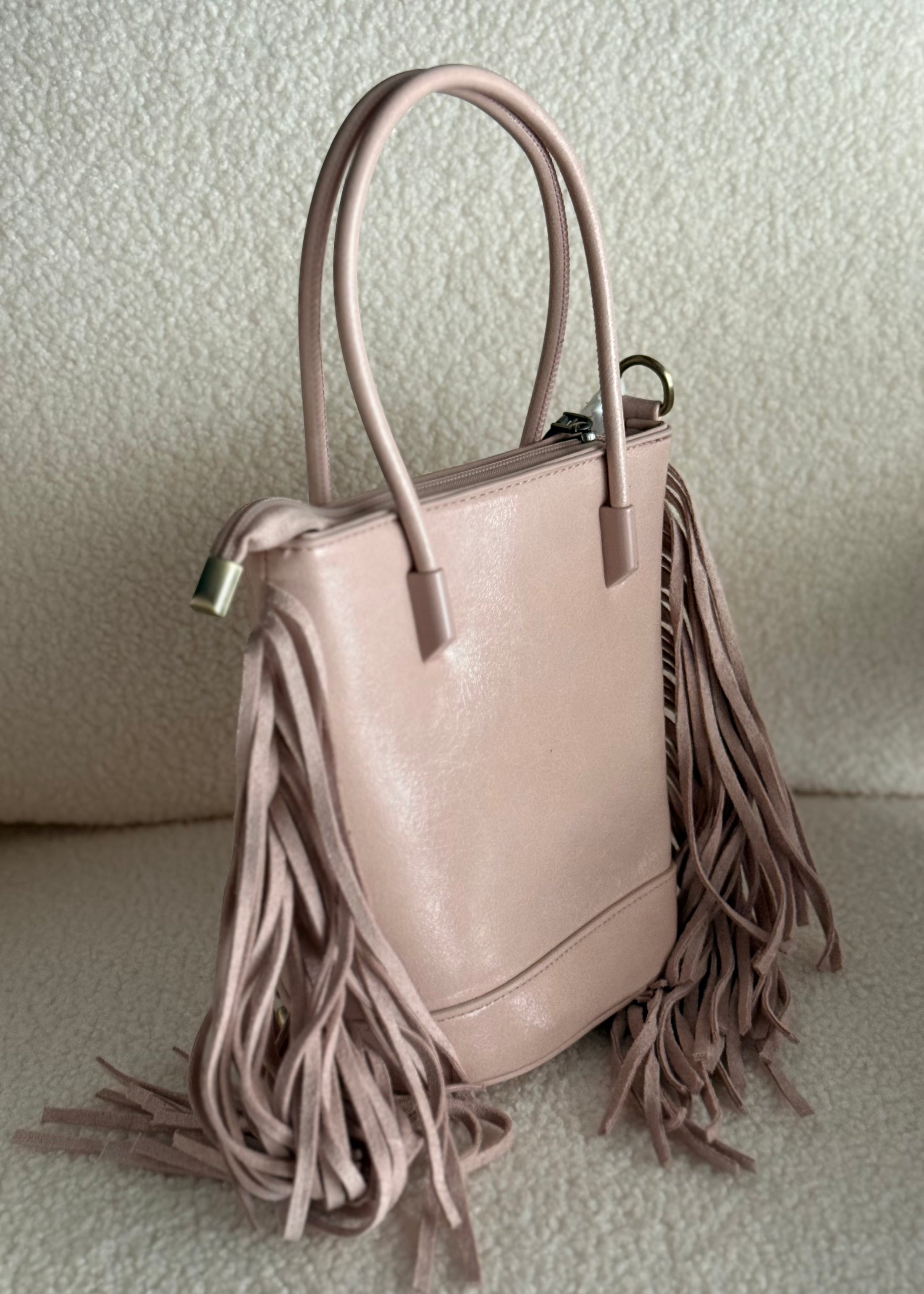 Borsa THEVICE con frange e borchie rosa