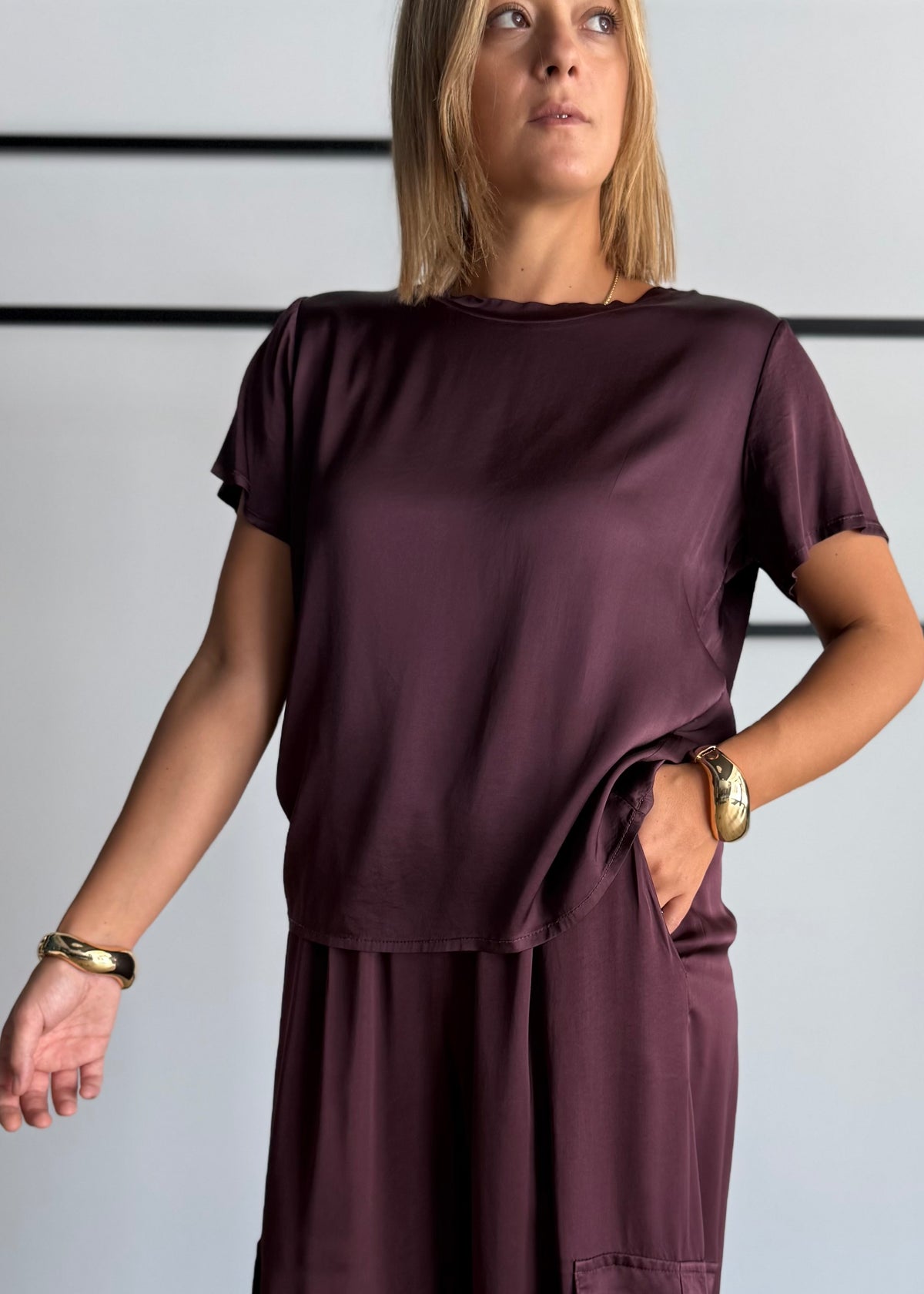 T-shirt vino in satin - ZAHJR