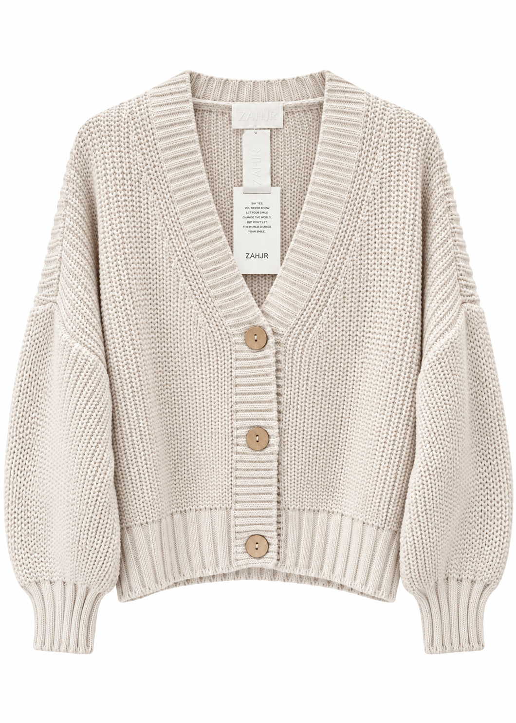Cardigan chunky latte con bottoni - ZAHJR