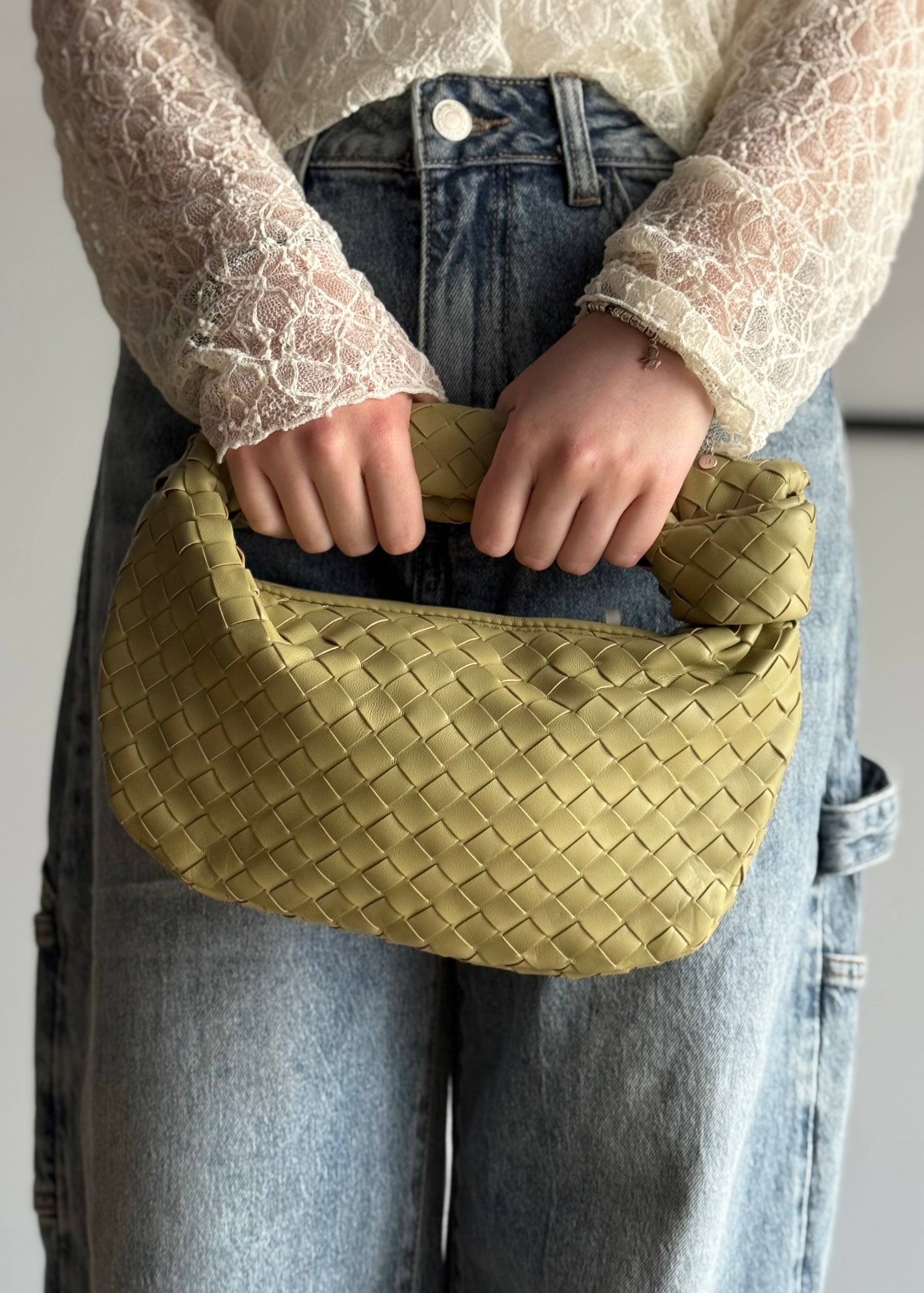 Borsa THEVICE intrecciata salvia