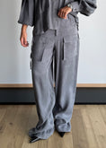 Carica l'immagine nel visualizzatore della galleria, Pantalone cargo wide leg grigio - ZAHJR
