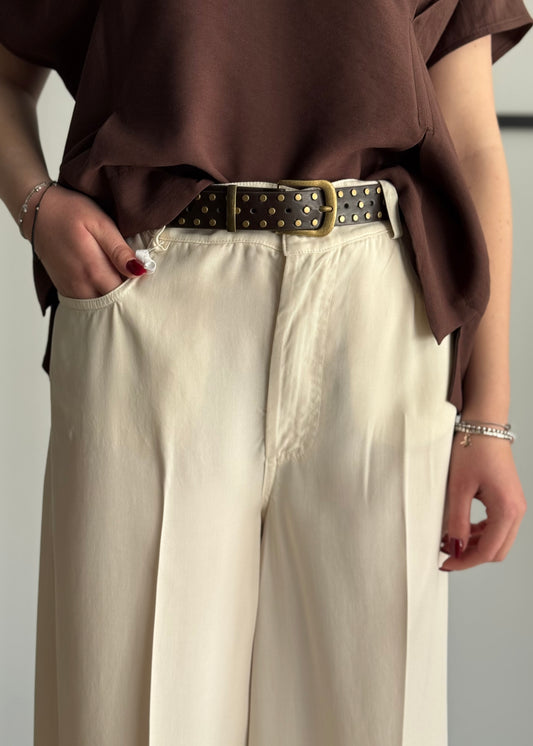 Pantalone palazzo ZAHJR con cintura borchiata