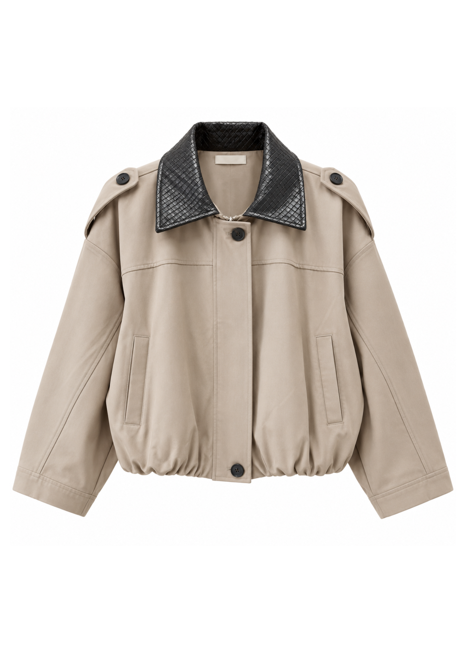 Giacca Bomber beige con Collo in Ecopelle