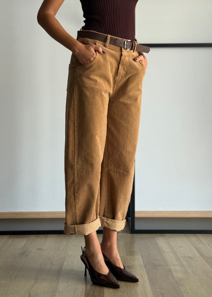 Pantaloni in velluto a coste con cintura -ZAHJR
