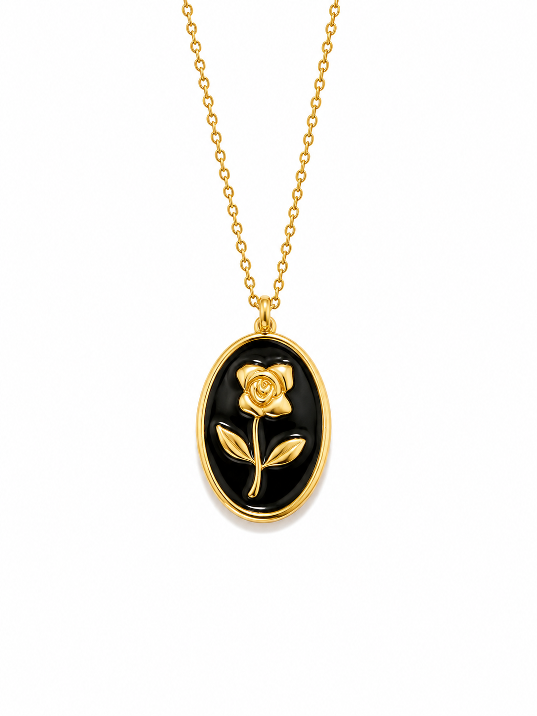 Collana nera Fiore oro