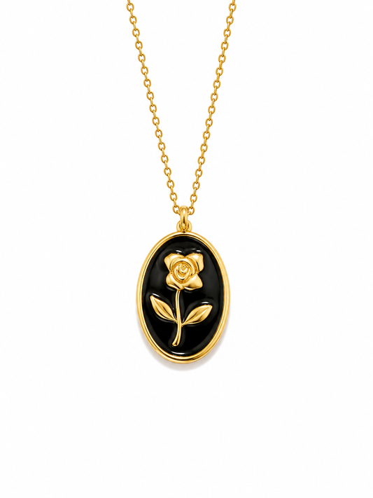 Collana nera Fiore oro