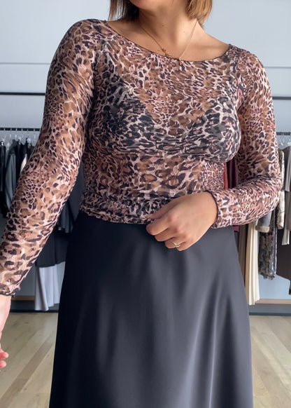 Maglia in pizzo stampa animalier