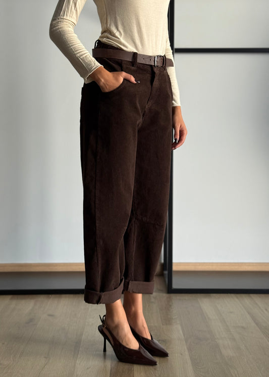 Pantaloni in velluto a coste con cintura -ZAHJR