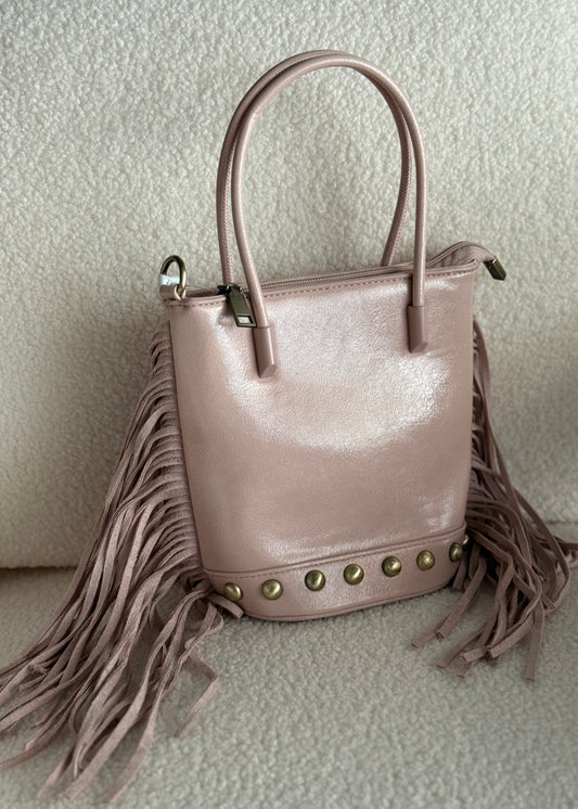 Borsa THEVICE con frange e borchie rosa
