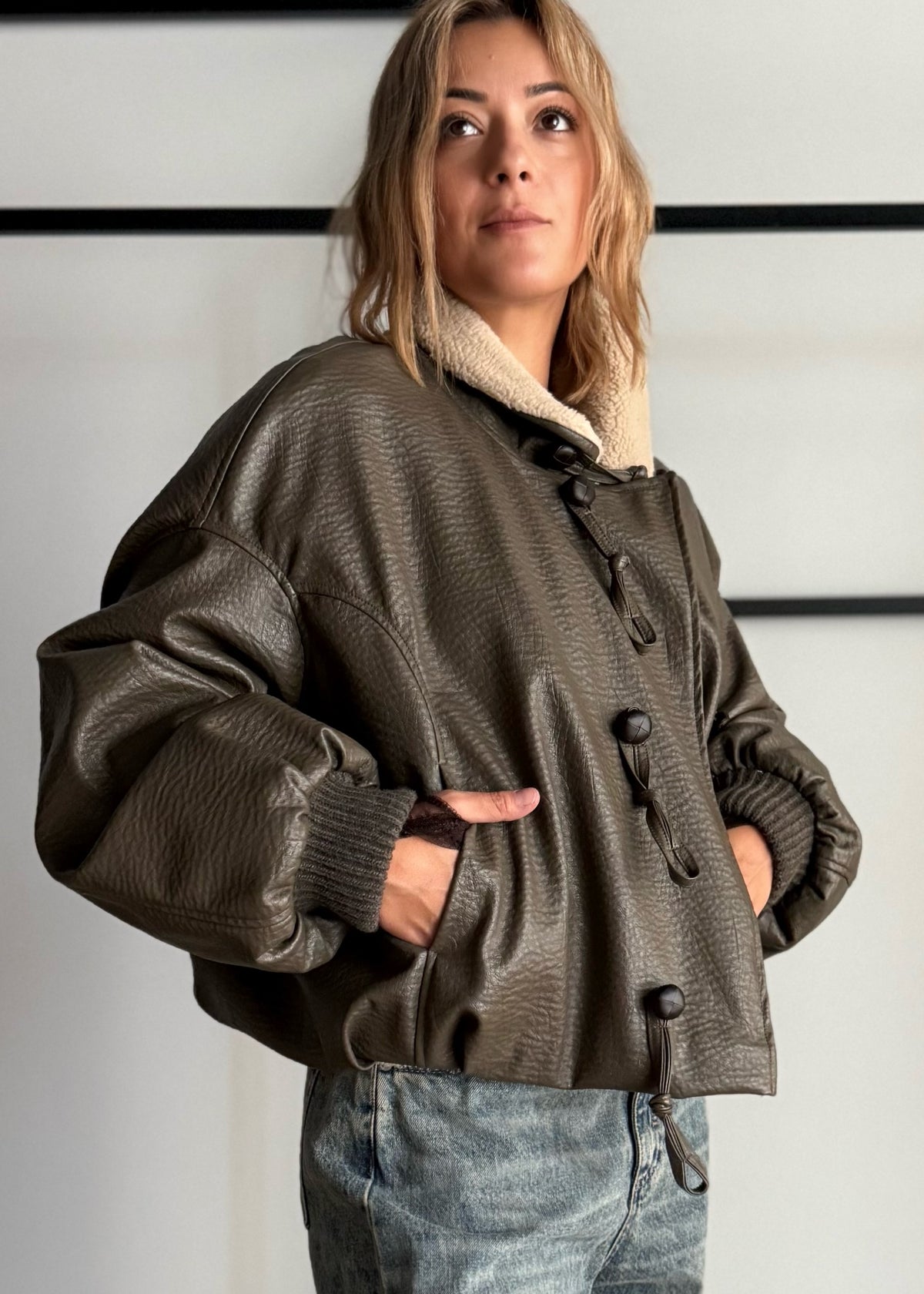 Giacca bomber con collo teddy - PHILIALOFT