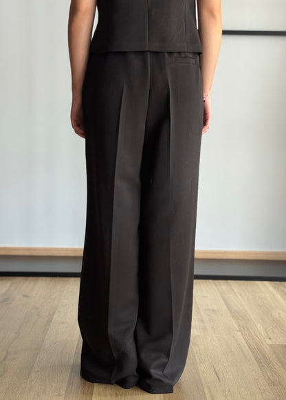 Pantaloni palazzo nero con cintura sottile nera -ZAHJR